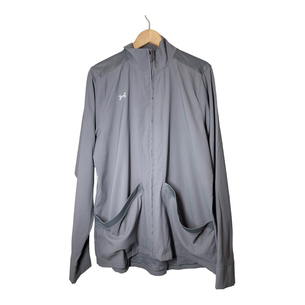 Under Armour Pre Game Woven Jacket Women XL Gray 1258832 Full Zip